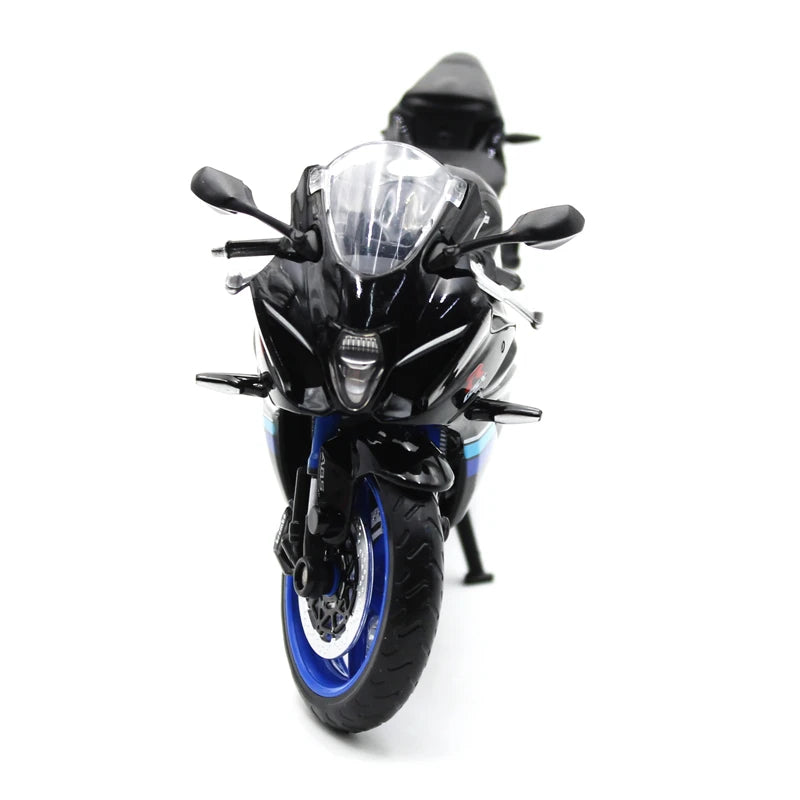 1:12 Suzuki GSX-R1000 Diecast Motorcycle Model, Black Blue Sport Bike Alloy Miniature Collectible for Racing Fans