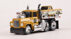 1:64 1980 Mack A685ST Flatbed Truck with 1972 Chevy C10 Diecast Model, Muscle Transport Alloy Miniature Collectible Set