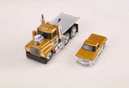1:64 1980 Mack A685ST Flatbed Truck with 1972 Chevy C10 Diecast Model, Muscle Transport Alloy Miniature Collectible Set