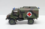 1:64 Mercedes Unimog U1300L Army Ambulance Diecast Model Truck, Military Rescue Vehicle Miniature Collectible