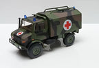 1:64 Mercedes Unimog U1300L Army Ambulance Diecast Model Truck, Military Rescue Vehicle Miniature Collectible