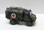 1:64 Mercedes Unimog U1300L Army Ambulance Diecast Model Truck, Military Rescue Vehicle Miniature Collectible