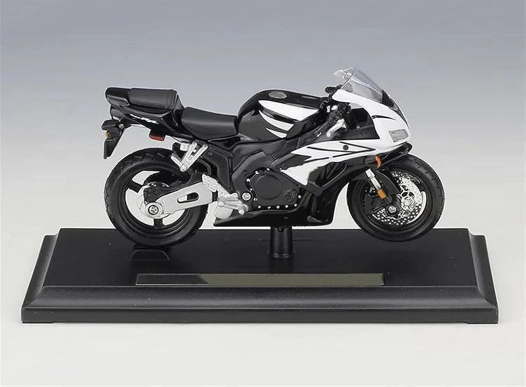 1:18 Honda CBR1000RR Diecast Motorcycle Model, Black White Sport Bike Alloy Miniature Collectible for Racing Fans