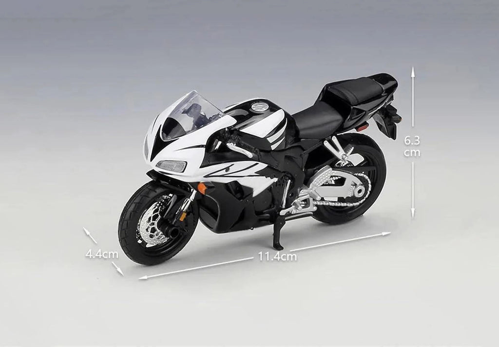 1:18 Honda CBR1000RR Diecast Motorcycle Model, Black White Sport Bike Alloy Miniature Collectible for Racing Fans