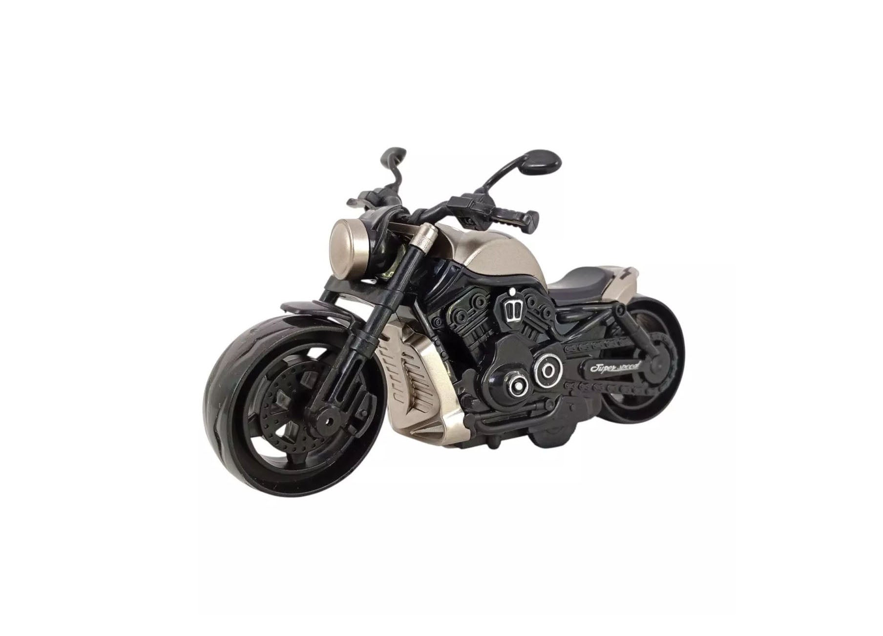 1:18 Vintage Cruiser Motorcycle Diecast Model, Grey Black Custom Bike Alloy Miniature Collectible for Biker Enthusiasts