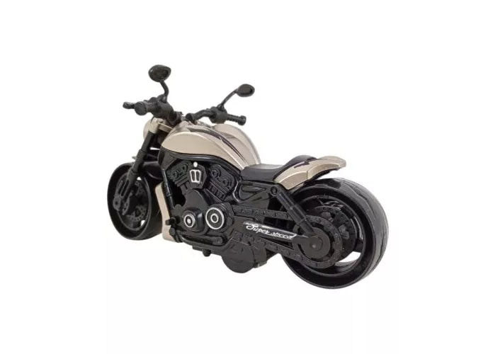 1:18 Vintage Cruiser Motorcycle Diecast Model, Grey Black Custom Bike Alloy Miniature Collectible for Biker Enthusiasts