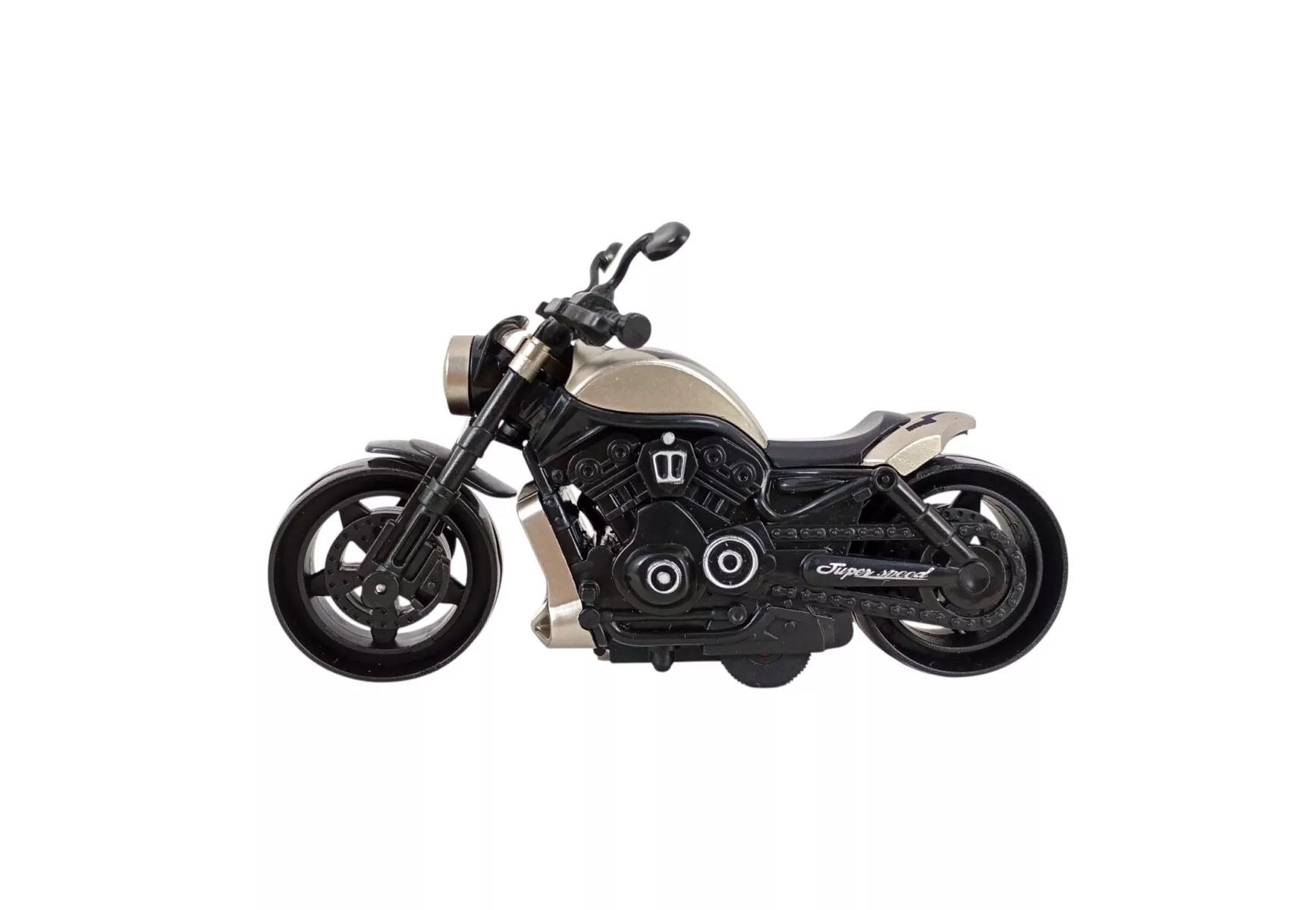 1:18 Vintage Cruiser Motorcycle Diecast Model, Grey Black Custom Bike Alloy Miniature Collectible for Biker Enthusiasts