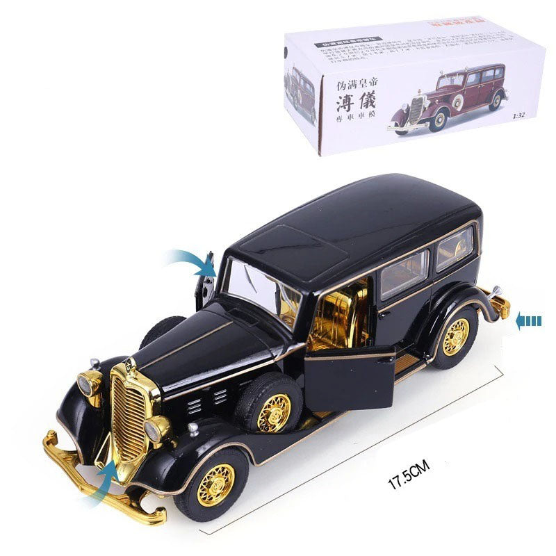 1:32 Vintage Luxury Sedan Diecast Car Model, Burgundy & Gold Classic Alloy Miniature Collectible for Retro Car Enthusiasts