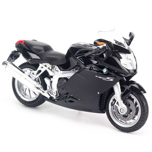 1:18 BMW K1200S Diecast Motorcycle Model, Black Sport Touring Alloy & Plastic Miniature Collectible for Biker Fans