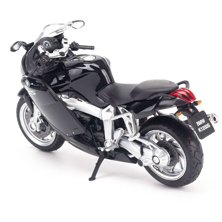 1:18 BMW K1200S Diecast Motorcycle Model, Black Sport Touring Alloy & Plastic Miniature Collectible for Biker Fans
