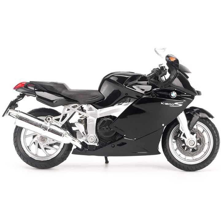 1:18 BMW K1200S Diecast Motorcycle Model, Black Sport Touring Alloy & Plastic Miniature Collectible for Biker Fans