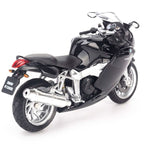 1:18 BMW K1200S Diecast Motorcycle Model, Black Sport Touring Alloy & Plastic Miniature Collectible for Biker Fans