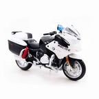 1:18 BMW R1200RT US Police Diecast Motorcycle Model, White Alloy & Plastic Police Bike Miniature Collectible