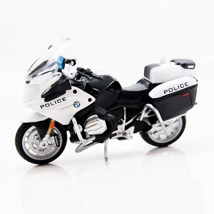 1:18 BMW R1200RT US Police Diecast Motorcycle Model, White Alloy & Plastic Police Bike Miniature Collectible