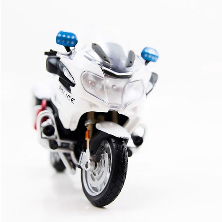 1:18 BMW R1200RT US Police Diecast Motorcycle Model, White Alloy & Plastic Police Bike Miniature Collectible