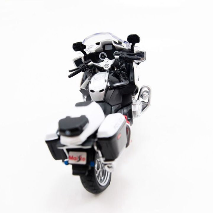 1:18 BMW R1200RT US Police Diecast Motorcycle Model, White Alloy & Plastic Police Bike Miniature Collectible