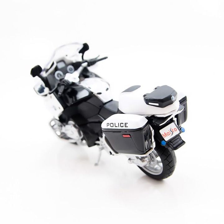 1:18 BMW R1200RT US Police Diecast Motorcycle Model, White Alloy & Plastic Police Bike Miniature Collectible
