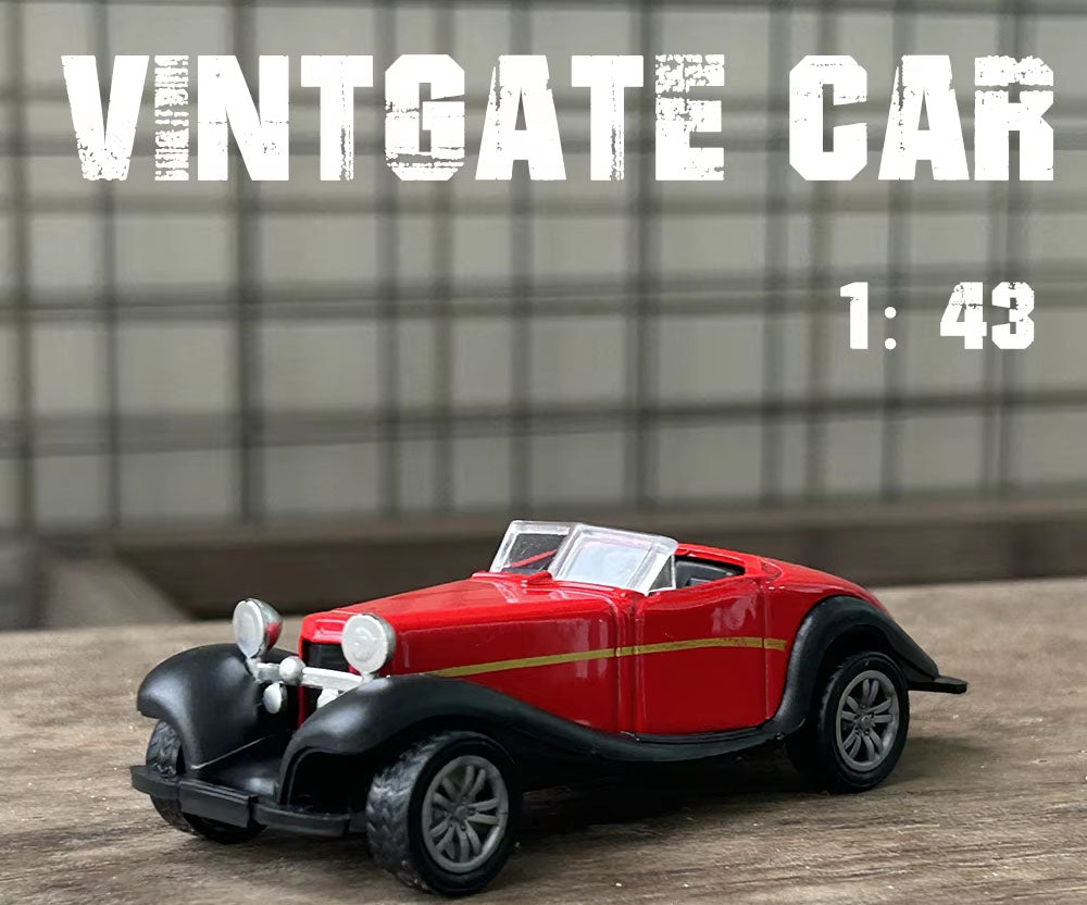 1:43 Mercedes-Benz 500K Vintage Convertible Diecast Car Model, Red Black Classic Alloy Miniature Collectible for Retro Car Enthusiasts