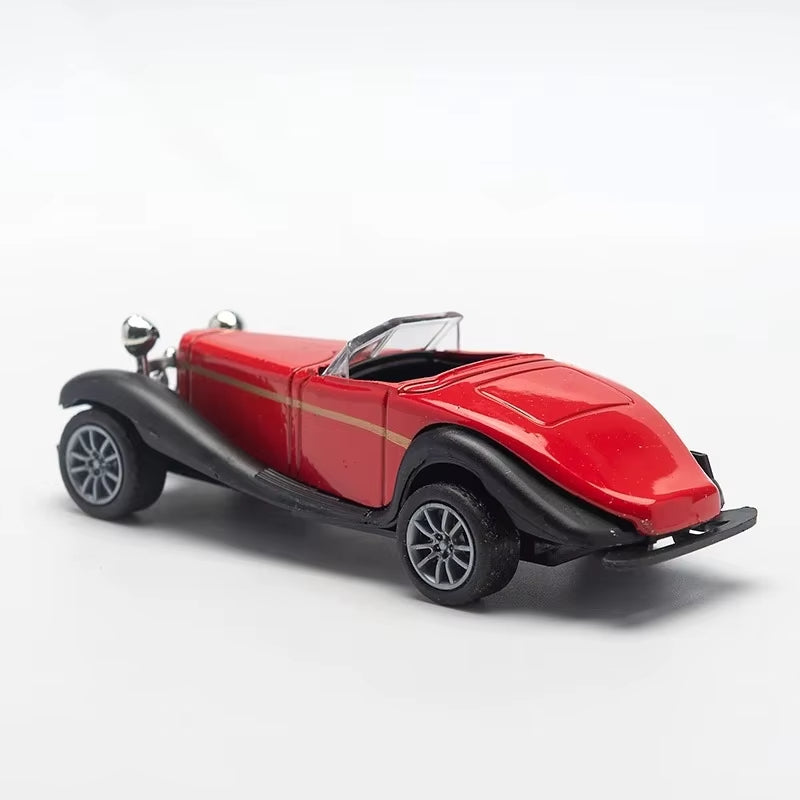 1:43 Mercedes-Benz 500K Vintage Convertible Diecast Car Model, Red Black Classic Alloy Miniature Collectible for Retro Car Enthusiasts