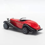 1:43 Mercedes-Benz 500K Vintage Convertible Diecast Car Model, Red Black Classic Alloy Miniature Collectible for Retro Car Enthusiasts