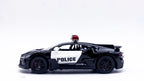1:32 Bugatti Divo Police Diecast Car Model, Black Supercar Alloy Miniature with Opening Doors & LED Lights