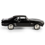 1:32 RMZ City 1969 Chevrolet Camaro SS Diecast Car Model, Classic Black Pull Back Muscle Car Miniature for Vintage Car Collectors