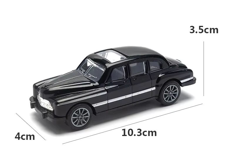 1:43 Classic Mercedes-Benz Vintage Sedan Diecast Car Model, Black Pull Back Alloy Miniature Collectible for Retro Car Fans