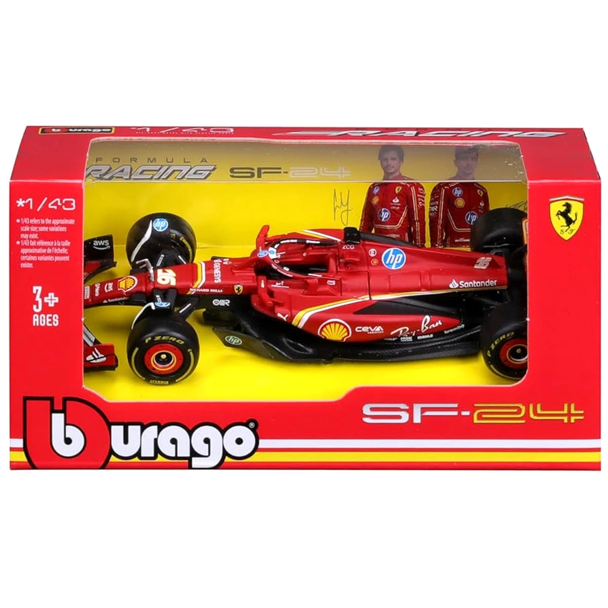 1:43 Ferrari SF-24 Formula 1 Diecast Car Model, Red F1 Racing Miniature Collectible for Motorsport & Ferrari Fans