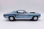 1:18 Maisto 1968 Ford Mustang GT Cobra Jet Diecast Car Model in Blue, Classic Alloy Muscle Miniature Collectible for Retro Car Enthusiasts