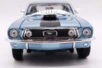 1:18 Maisto 1968 Ford Mustang GT Cobra Jet Diecast Car Model in Blue, Classic Alloy Muscle Miniature Collectible for Retro Car Enthusiasts