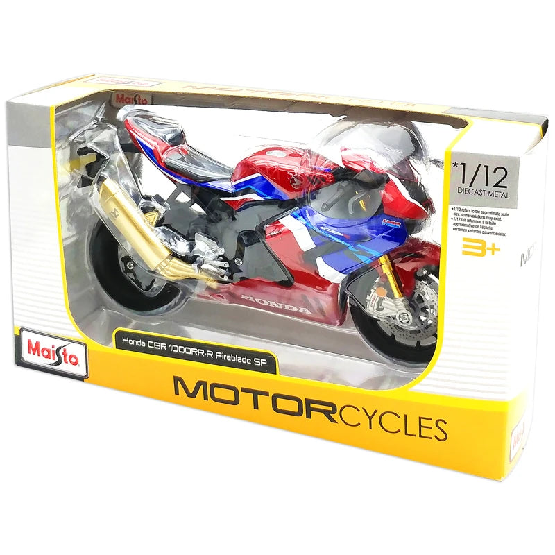 1:12 Honda CBR1000RR-R Fireblade SP Diecast Motorcycle Model, Red Blue Sport Bike Alloy & Plastic Miniature for Racing Fans