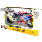1:12 Honda CBR1000RR-R Fireblade SP Diecast Motorcycle Model, Red Blue Sport Bike Alloy & Plastic Miniature for Racing Fans