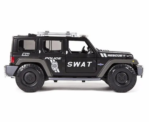 1:18 Jeep Rescue Concept Police SWAT Diecast SUV, Black Emergency Rescue Off Road Vehicle Collectible
