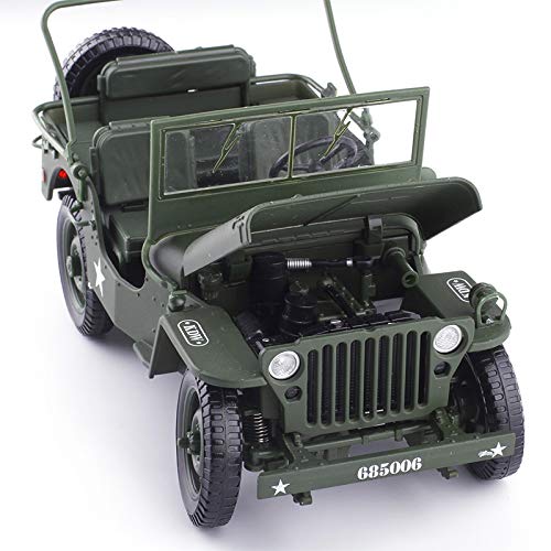 Willys MB 1941 Military Jeep 1:18 Diecast Model Car, WWII US Army Classic Jeep Collectible, Vintage Military Vehicle Scale Model for Display or Collection