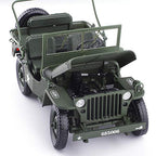 Willys MB 1941 Military Jeep 1:18 Diecast Model Car, WWII US Army Classic Jeep Collectible, Vintage Military Vehicle Scale Model for Display or Collection