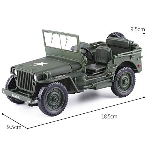 Willys MB 1941 Military Jeep 1:18 Diecast Model Car, WWII US Army Classic Jeep Collectible, Vintage Military Vehicle Scale Model for Display or Collection