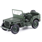 Willys MB 1941 Military Jeep 1:18 Diecast Model Car, WWII US Army Classic Jeep Collectible, Vintage Military Vehicle Scale Model for Display or Collection