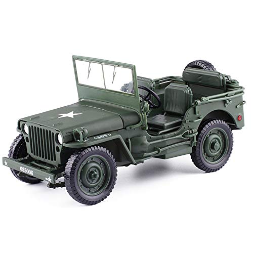 Willys MB 1941 Military Jeep 1:18 Diecast Model Car, WWII US Army Classic Jeep Collectible, Vintage Military Vehicle Scale Model for Display or Collection