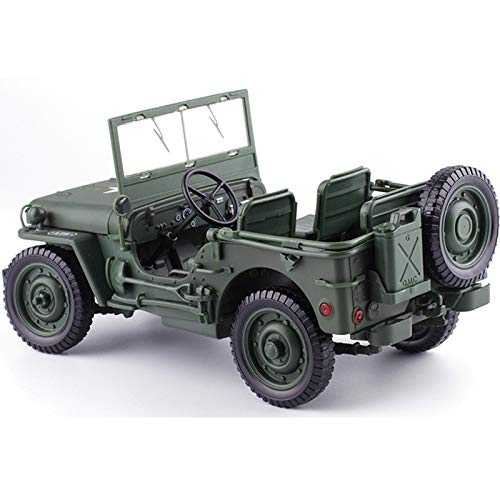 Willys MB 1941 Military Jeep 1:18 Diecast Model Car, WWII US Army Classic Jeep Collectible, Vintage Military Vehicle Scale Model for Display or Collection