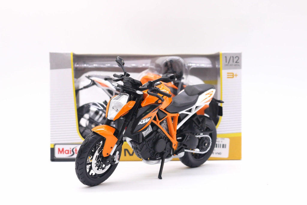 1:12 KTM 1290 Super Duke R Diecast Motorcycle Model, Orange Black Streetfighter Bike Alloy & Plastic Miniature for Collectors
