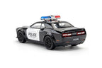 1:32 Dodge Challenger SRT Hellcat Police Diecast Car Model, Black White Alloy Miniature with LED Lights for Collectors