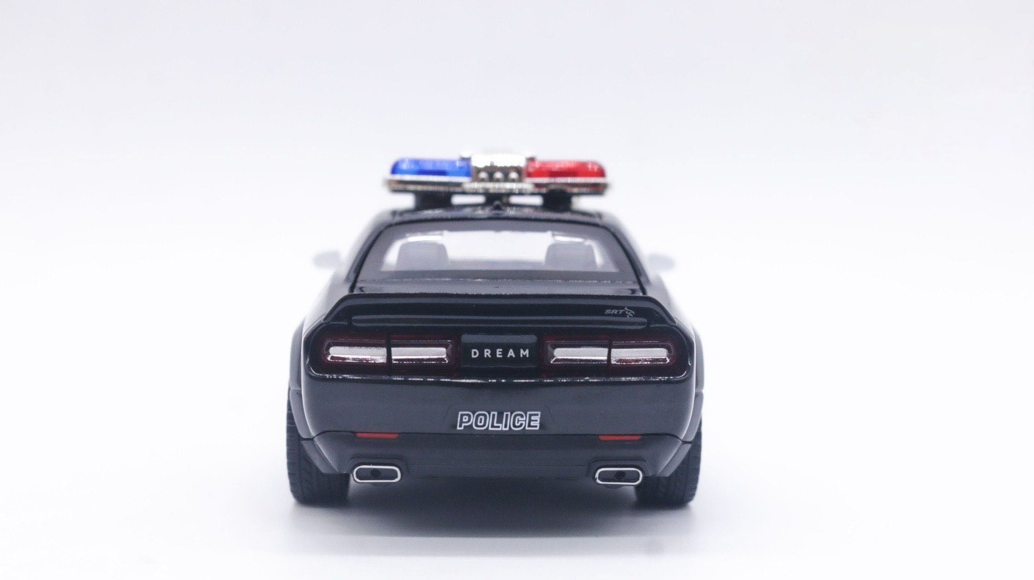 1:32 Dodge Challenger SRT Hellcat Police Diecast Car Model, Black White Alloy Miniature with LED Lights for Collectors