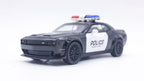 1:32 Dodge Challenger SRT Hellcat Police Diecast Car Model, Black White Alloy Miniature with LED Lights for Collectors