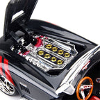 1:24 1965 Shelby Cobra 427 Modified Diecast Car Model, Black Red Custom Alloy Roadster Miniature for Muscle Car Collectors