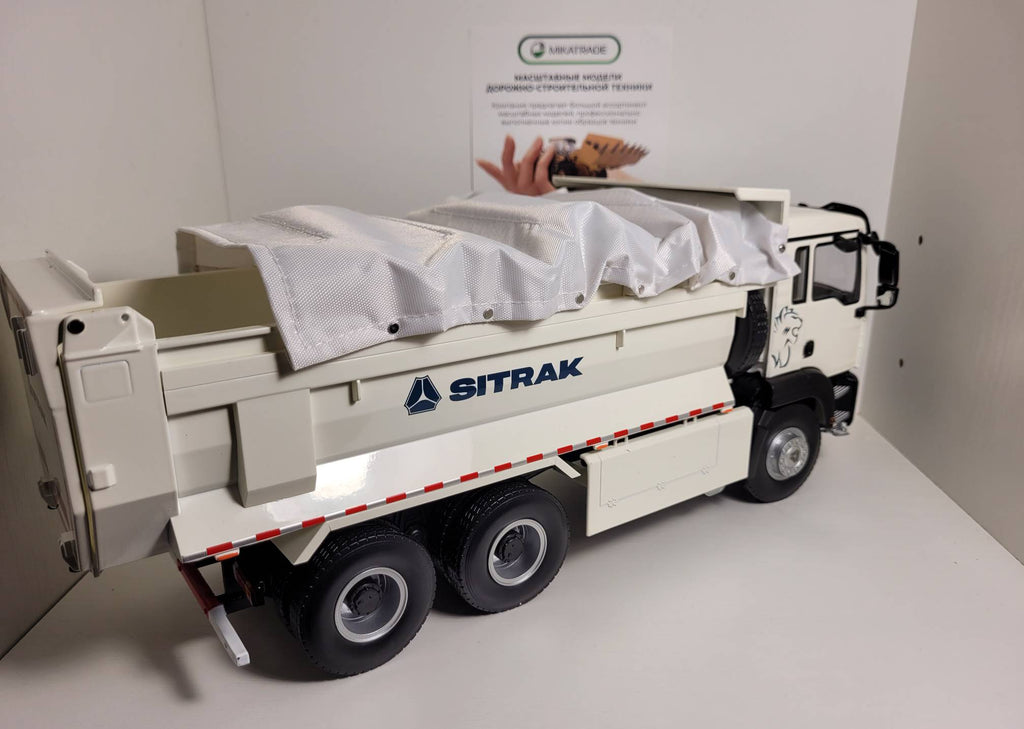 1:24 Sitrak C7H Dump Truck Diecast Model, White Construction Tipper Alloy & Plastic Miniature Collectible for Truck Fans