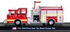 Pierce Dash Top Mount Pumper Fire Truck 1:64 Diecast Model, USA Fire Engine Collectible, Detailed Fire Department Rescue Truck Scale Model for Display