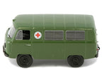 UAZ-450A Ambulance 1:43 Diecast Model Car, Soviet Military Medical Van Miniature, Green Alloy Collectible Vehicle for Display & Collectors