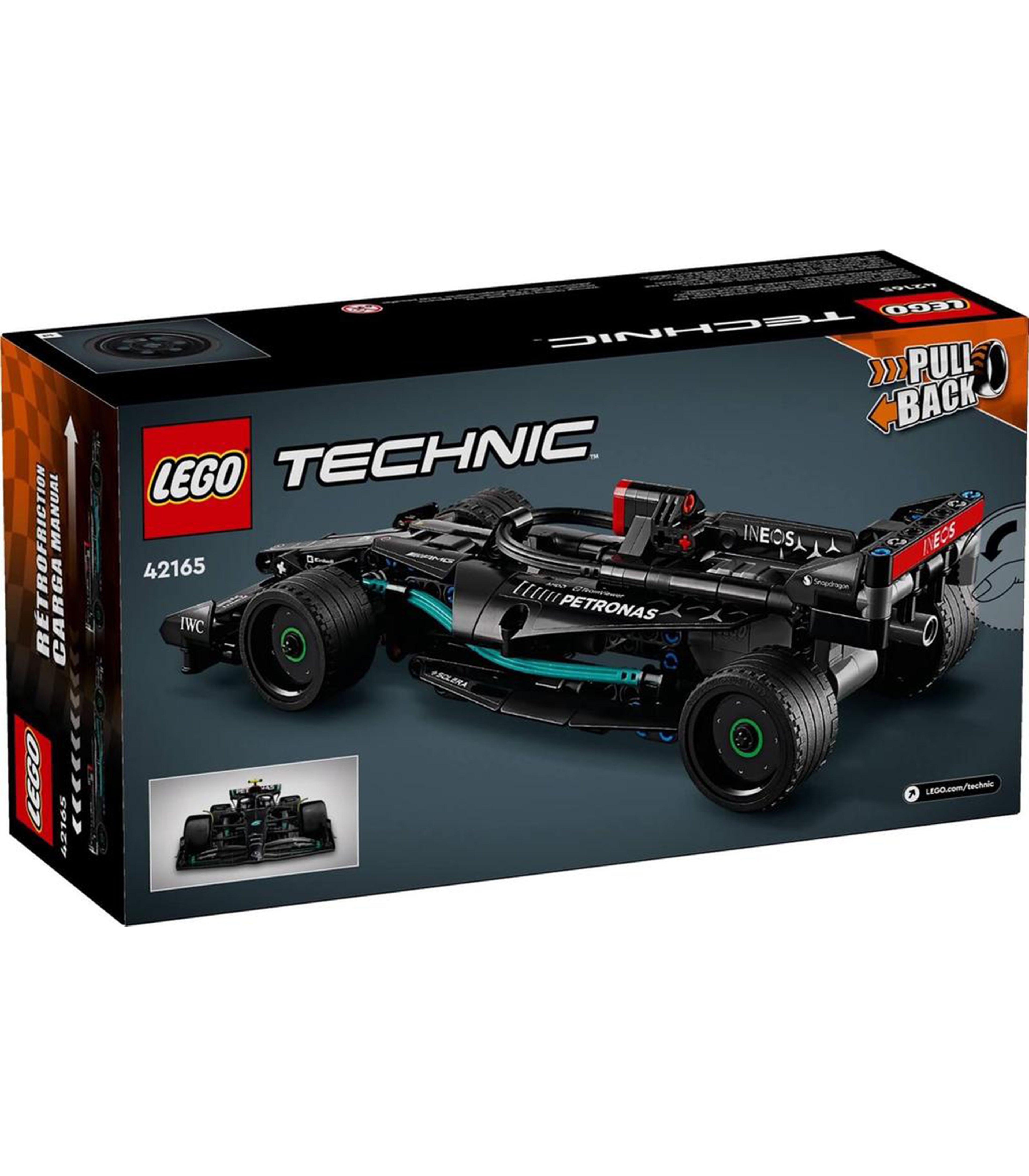 LEGO Technic 42165 Mercedes-AMG F1 W14 Pull Back Race Car Model, Black PETRONAS Formula 1 Building Set for Motorsport Fans
